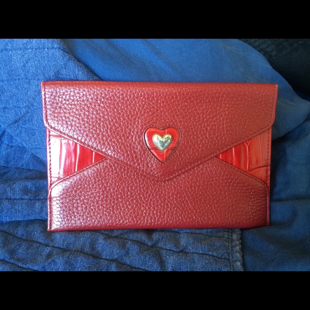 Vintage Brighton wallet/pouch Red w/ Silver heart